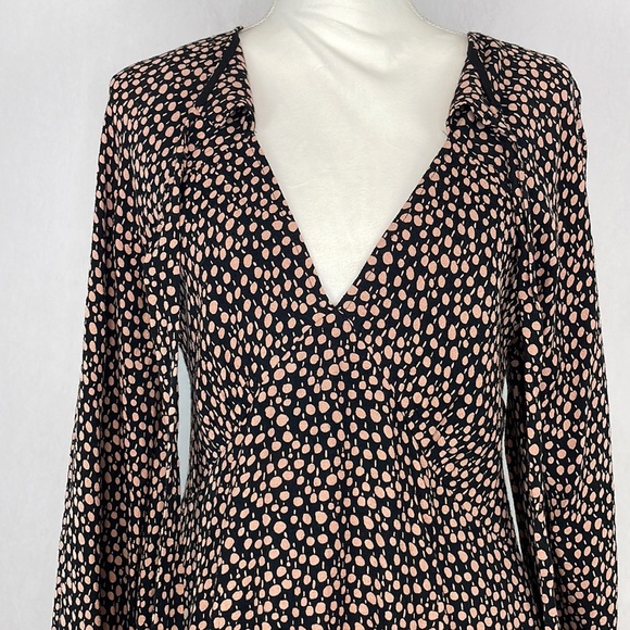 Free People Black with Pink Dots Long Sleeve Mini Dress. Size Small. - Picture 5 of 12